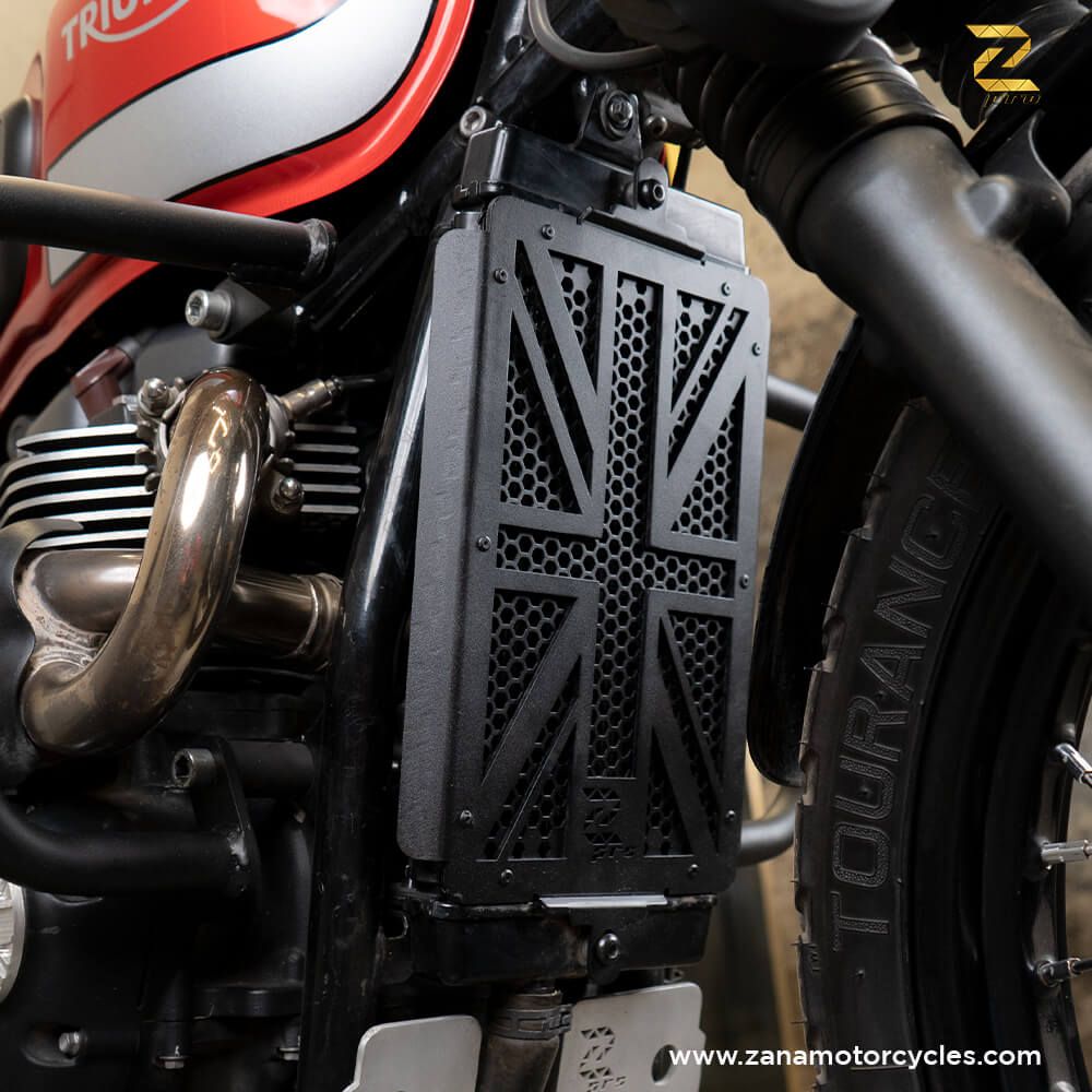 ZANA Radiator Grill UK Flag for Triumph Street Scrambler-(Black) - ZP-040
