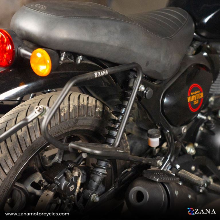 ZANA Saddle Stay Mild Steel with exhaust shield Black For Royal Enfield Hunter 350 - ZI-8325 - Riders Junction