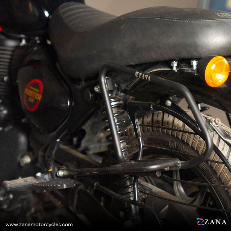 ZANA Saddle Stay Mild Steel with exhaust shield Black For Royal Enfield Hunter 350 - ZI-8325 - Riders Junction