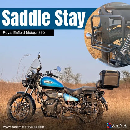 ZANA Saddle Stays Mild Steel With Exhaust Shield With Jerry Can Mount Texture Matt Black For Meteor 350 V-2 - ZI-8397