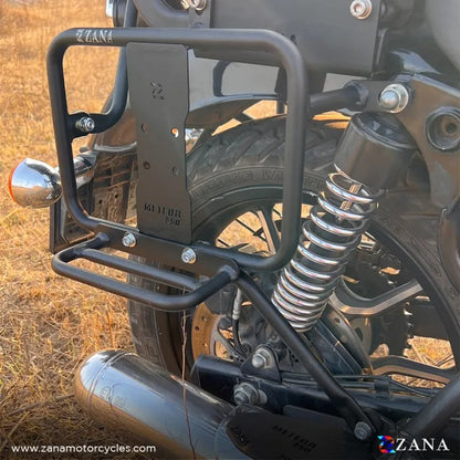 ZANA Saddle Stays Mild Steel With Exhaust Shield With Jerry Can Mount Texture Matt Black For Meteor 350 V-2 - ZI-8397 - Riders Junction