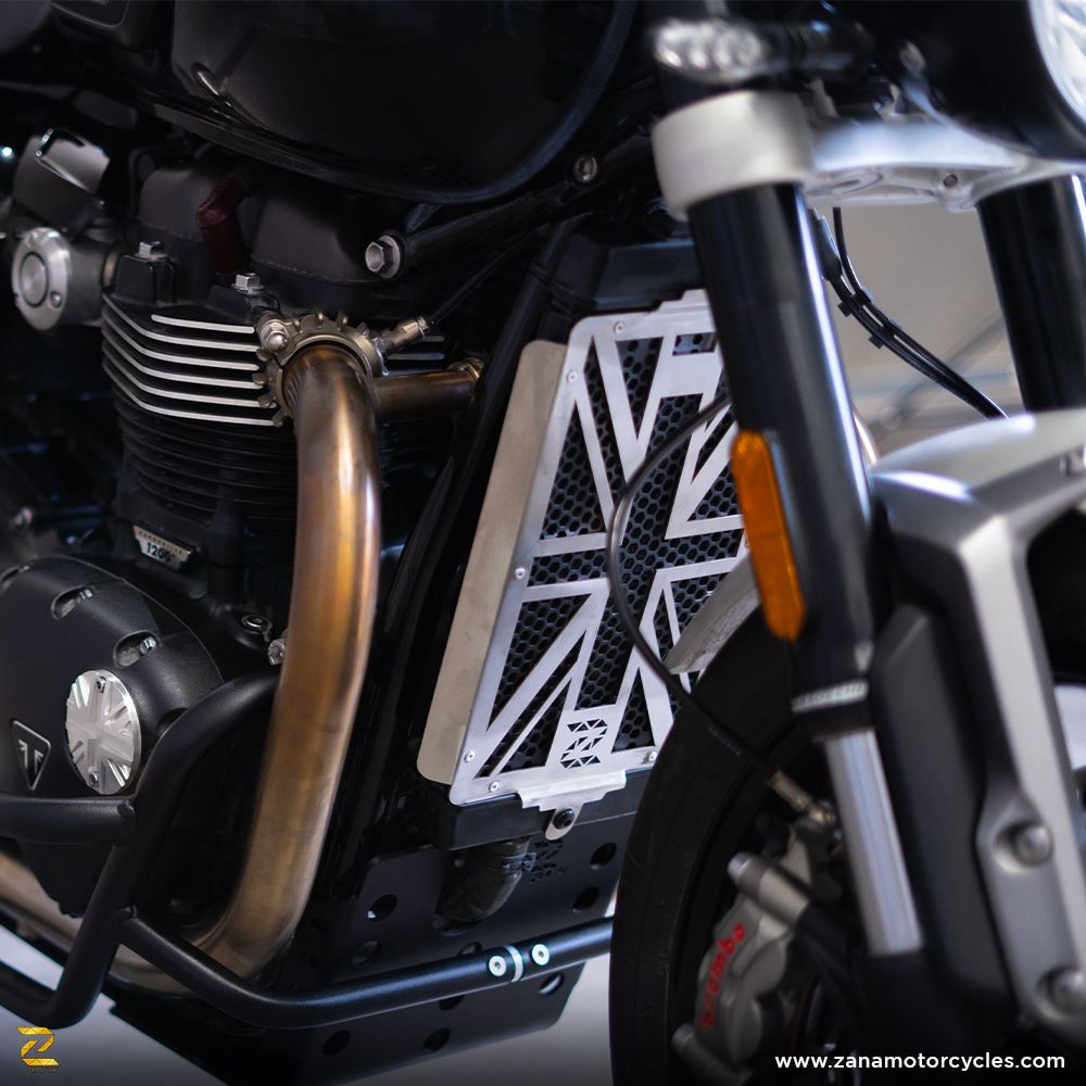 ZANA Silver Radiator Guard UK Flag for Triumph Speed Twin 900- ZP-040