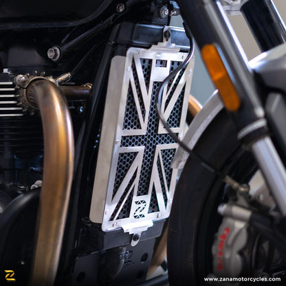 ZANA Silver Radiator Guard UK Flag for Triumph Speed Twin 900- ZP-040