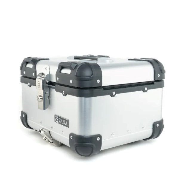 ZANA Top Box Aluminium (35 Ltr) R-flat Silver With Back Rest Cushion For Harley Davidson X440 - ZI-TB-004