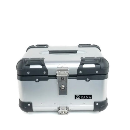 ZANA Top Box Aluminium (35 Ltr) R-flat Silver With Back Rest Cushion For Harley Davidson X440 - ZI-TB-004