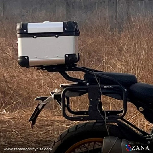 ZANA Top Box Aluminium (35 Ltr) R-flat Silver With Back Rest Cushion For Harley Davidson X440 - ZI-TB-004