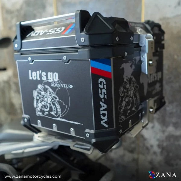 ZANA Top Box Aluminium (45 Ltr) L-flat Black For BMW 310 GS - ZI-TB-015 - Riders Junction
