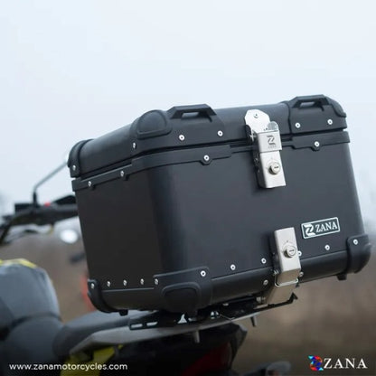 ZANA Top Box Aluminium (45Ltr) R-flat Black With Back Rest Cushion For Harley Davidson X440 - ZI-TB-008