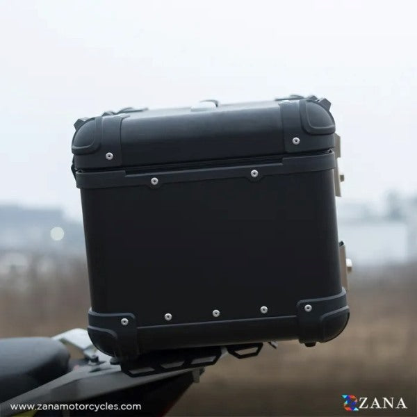 ZANA Top Box Aluminium (45Ltr) R-flat Black With Back Rest Cushion For Harley Davidson X440 - ZI-TB-008