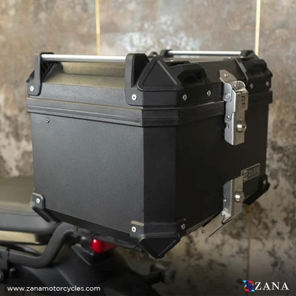 ZANA Top Box Plastic (45 Ltr) L-flat Black With Back Rest Cushion For Harley Davidson X440 - ZI-TB-014