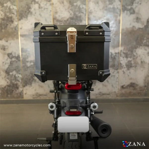 ZANA Top Box Plastic (45 Ltr) L-flat Black With Back Rest Cushion For Harley Davidson X440 - ZI-TB-014