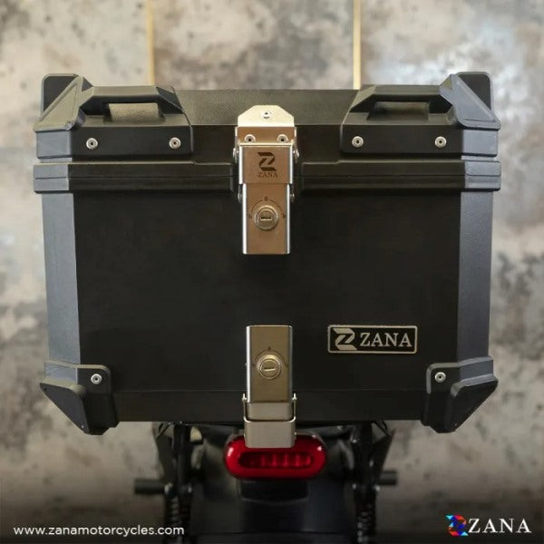 ZANA Top Box Plastic (45 Ltr) L-flat Black With Back Rest Cushion For Harley Davidson X440 - ZI-TB-014