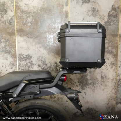 ZANA Top Box Plastic (45 Ltr) L-flat Black With Back Rest Cushion For Harley Davidson X440 - ZI-TB-014