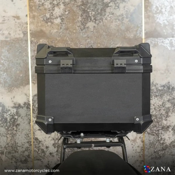 ZANA Top Box Plastic (45 Ltr) L-flat Black With Back Rest Cushion For Harley Davidson X440 - ZI-TB-014