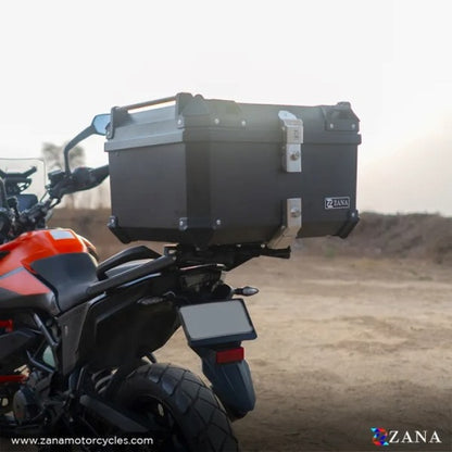 ZANA Top Box Plastic (58 Ltr) L-flat Black With Back Rest Cushion For Harley Davidson X440 - ZI-TB-017