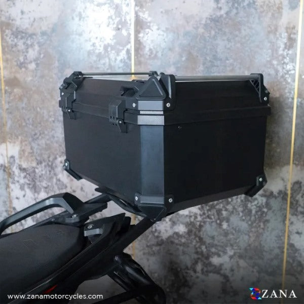 ZANA Top Box Plastic (58 Ltr) L-flat Black With Back Rest Cushion For Harley Davidson X440 - ZI-TB-017