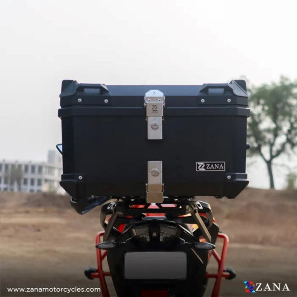 ZANA Top Box Plastic (58 Ltr) L-flat Black With Back Rest Cushion For Harley Davidson X440 - ZI-TB-017
