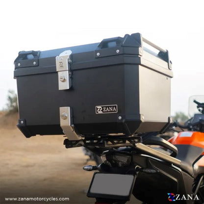 ZANA Top Box Plastic (58 Ltr) L-flat Black With Back Rest Cushion For Harley Davidson X440 - ZI-TB-017