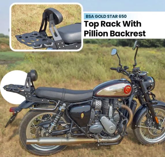 ZANA Top Rack for BSA Goldstar 650 with Pillion Back Rest (Mild Steel Black Type-1) - ZI-8540