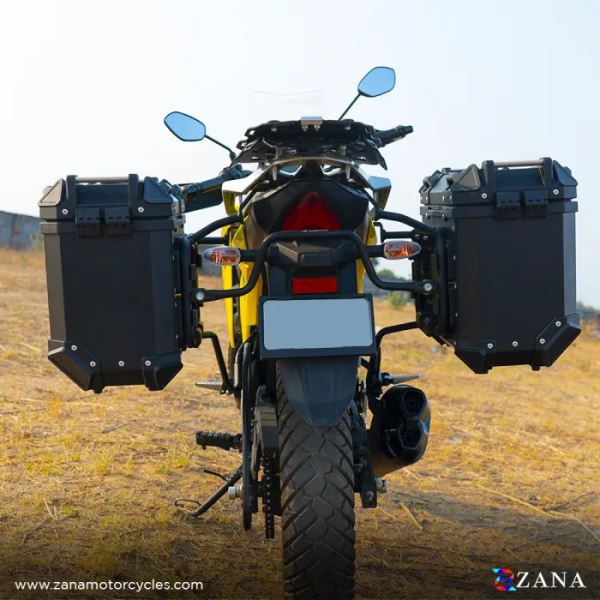ZANA Panniers( 36 LTR )Aluminium L-Flat Black With Frame For Himalayan 450-ZI-8439 LB