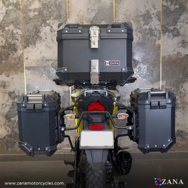 ZANA Panniers( 36 LTR )Aluminium L-Flat Black With Frame For Himalayan 450-ZI-8439 LB