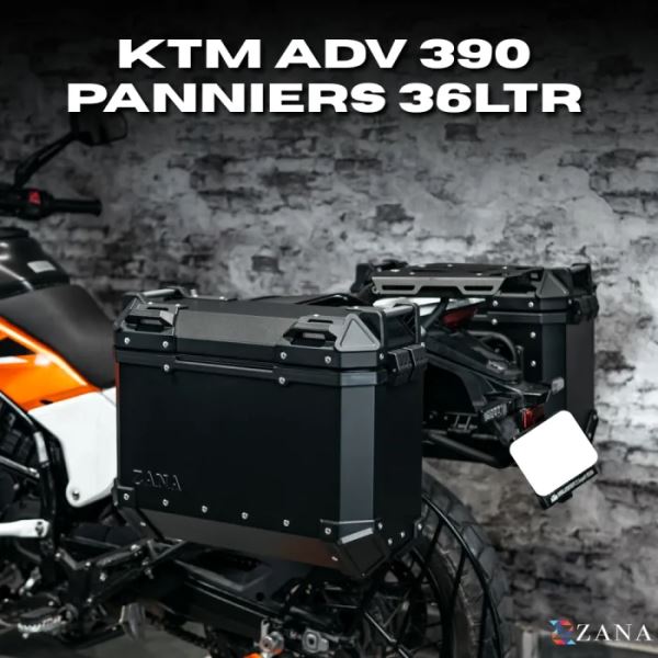 ZANA Panniers (36Ltr) Aluminum L-Flat Black With Frame For KTM ADV 390 2025-ZI-8560LB