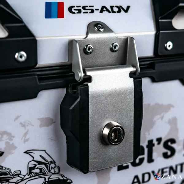 ZANA Sticker Top Box Aluminium (45 Ltr) L-flat Silver With Back Rest Cushion For BMW R 1300 GS- ZI-TB-016