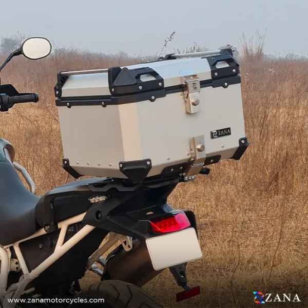ZANA Top Box Aluminium 55 ltr L-Flat Silver With Back Rest Cushion For BMW R 1300 GS-ZI-TB-013