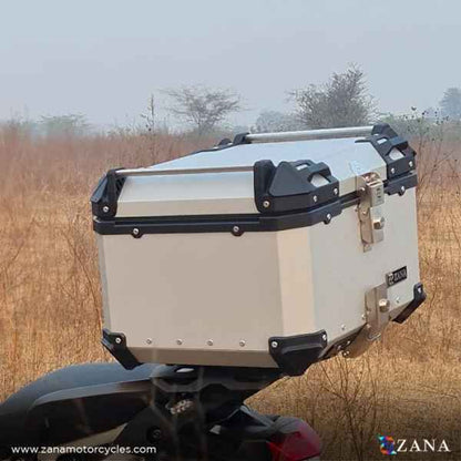 ZANA Top Box Aluminium 55 ltr L-Flat Silver With Back Rest Cushion For BMW R 1300 GS-ZI-TB-013