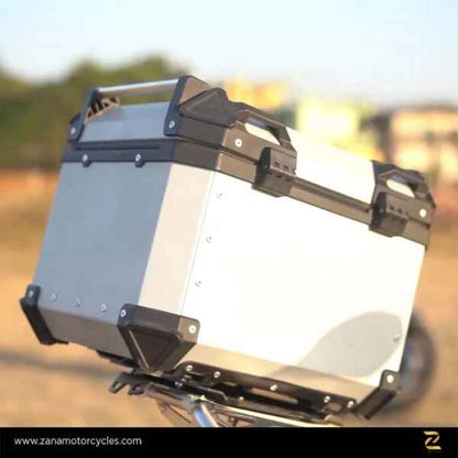 ZANA Top Box Aluminium 55 ltr L-Flat Silver With Back Rest Cushion For BMW R 1300 GS-ZI-TB-013