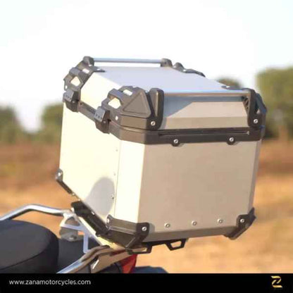 ZANA Top Box Aluminium 55 ltr L-Flat Silver With Back Rest Cushion For BMW R 1300 GS-ZI-TB-013