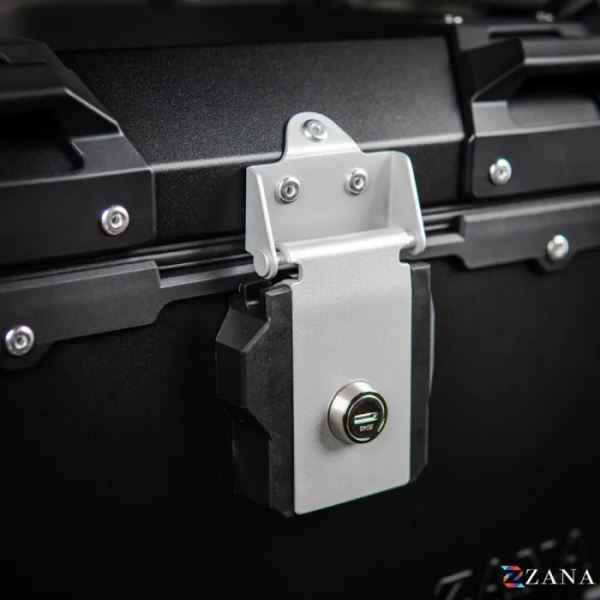 ZANA Top Box Aluminium Black (45ltr) L-Flat With Back Rest Cushion For BMW R1300 GS-ZI-TB-010