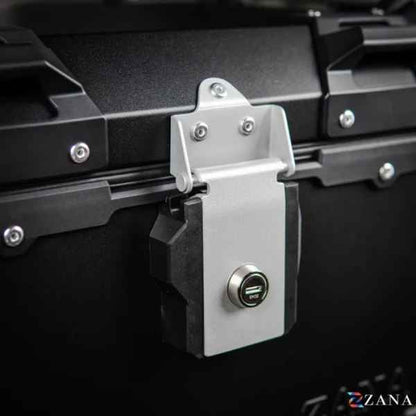 ZANA Top Box Aluminium Black (45ltr) L-Flat With Back Rest Cushion For BMW R1300 GS-ZI-TB-010