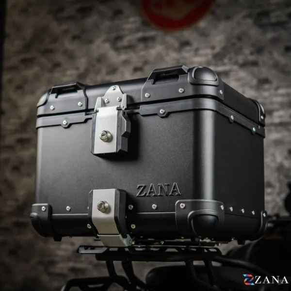 ZANA Top Box Aluminium Black (45ltr) R-Flat With Back Rest Cushion For BMW R1300 GS-ZI-TB-008
