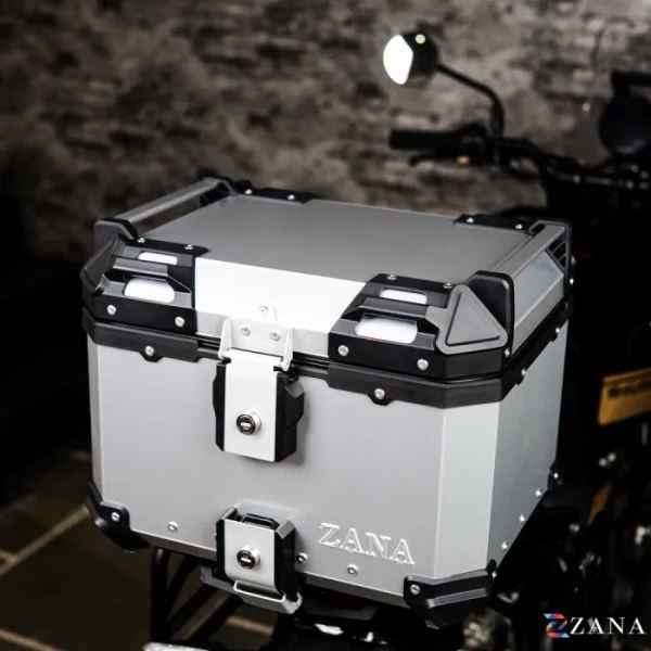 ZANA Top Box Aluminium Silver (45ltr) L-Flat With Back Rest Cushion For BMW R1300 GS-ZI-TB-011