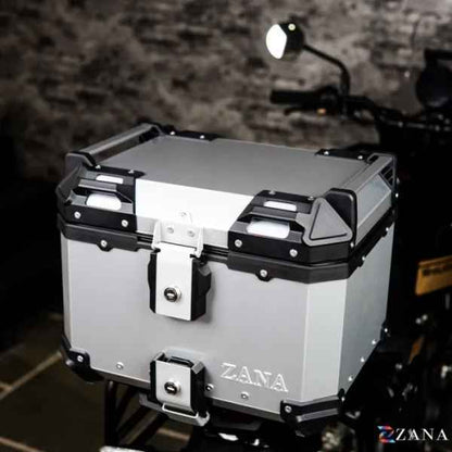ZANA Top Box Aluminium Silver (45ltr) L-Flat With Back Rest Cushion For BMW R1300 GS-ZI-TB-011
