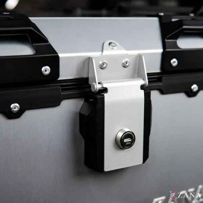 ZANA Top Box Aluminium Silver (45ltr) L-Flat With Back Rest Cushion For BMW R1300 GS-ZI-TB-011