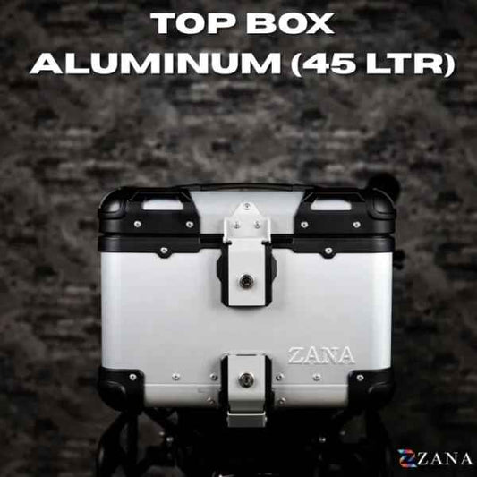 ZANA Top Box Aluminium Silver (45ltr) R-Flat With Back Rest Cushion For BMW R1300 GS-ZI-TB-009