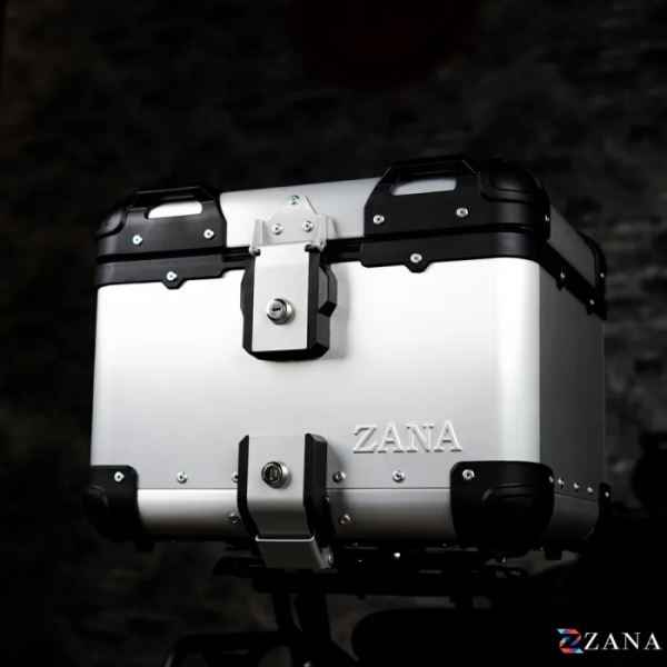 ZANA Top Box Aluminium Silver (45ltr) R-Flat With Back Rest Cushion For BMW R1300 GS-ZI-TB-009