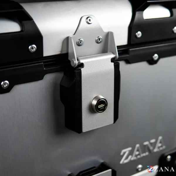 ZANA Top Box Aluminium Silver (45ltr) R-Flat With Back Rest Cushion For BMW R1300 GS-ZI-TB-009