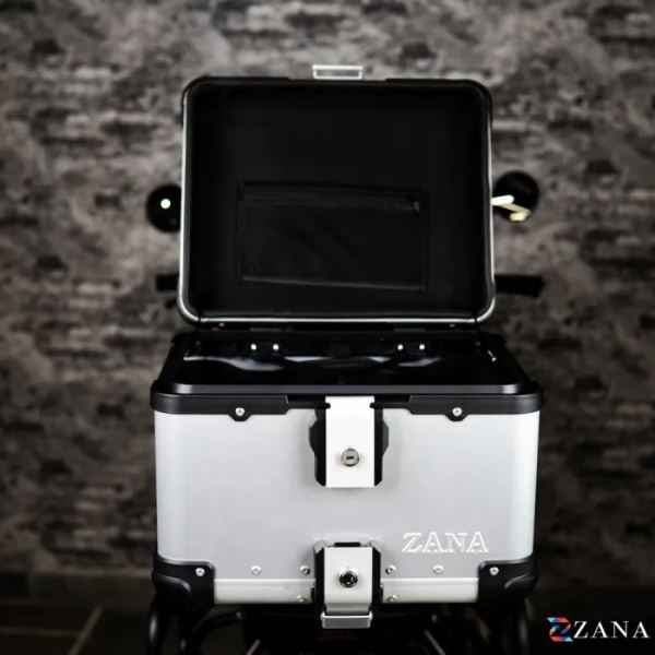 ZANA Top Box Aluminium Silver (45ltr) R-Flat With Back Rest Cushion For BMW R1300 GS-ZI-TB-009