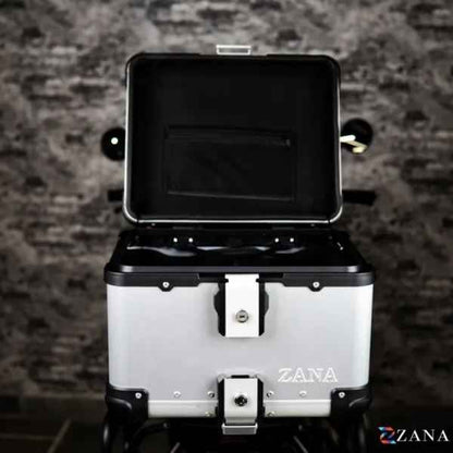 ZANA Top Box Aluminium Silver (45ltr) R-Flat With Back Rest Cushion For BMW R1300 GS-ZI-TB-009