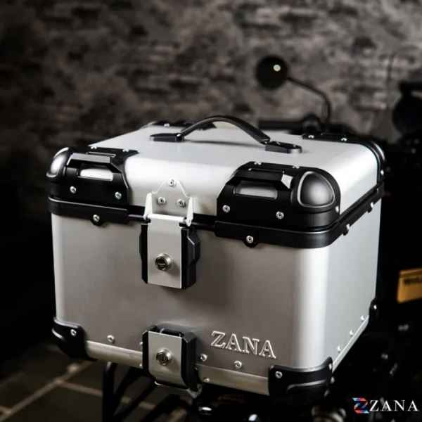 ZANA Top Box Aluminium Silver (45ltr) R-Flat With Back Rest Cushion For BMW R1300 GS-ZI-TB-009