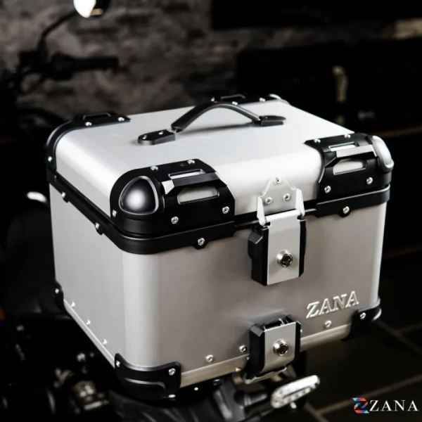 ZANA Top Box Aluminium Silver (45ltr) R-Flat With Back Rest Cushion For BMW R1300 GS-ZI-TB-009