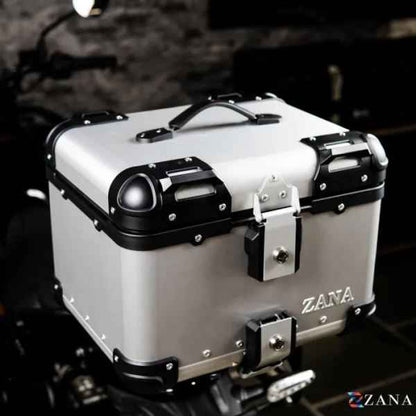ZANA Top Box Aluminium Silver (45ltr) R-Flat With Back Rest Cushion For BMW R1300 GS-ZI-TB-009