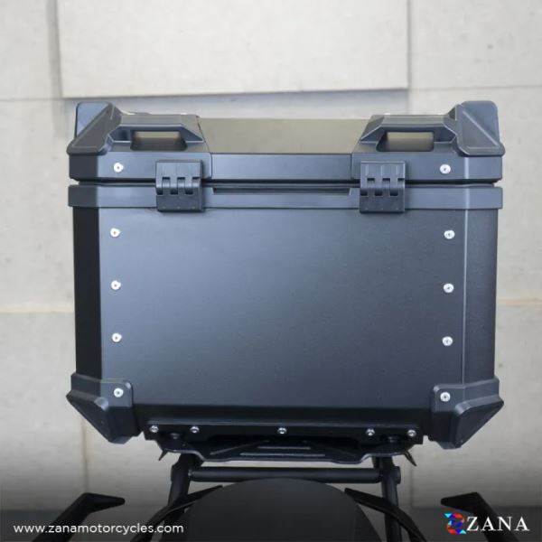 ZANA Top Box Aluminium (55ltr) L-Flat Black With Back Rest Cushion for BMW R 1300 GS ZI-TB-012