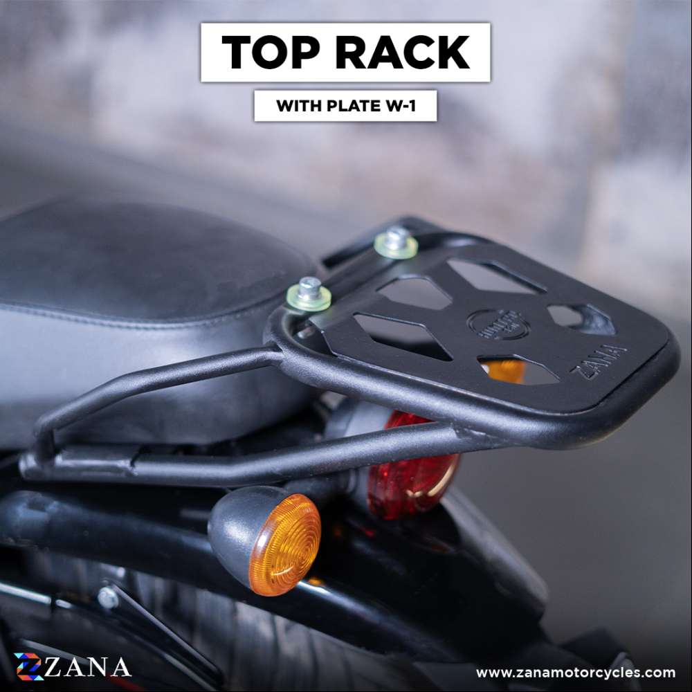 Top Rack With Plate W-1 Compatible With Pillion Backrest For Royal Enfield Hunter 350 - ZI-8268 - Riders Junction