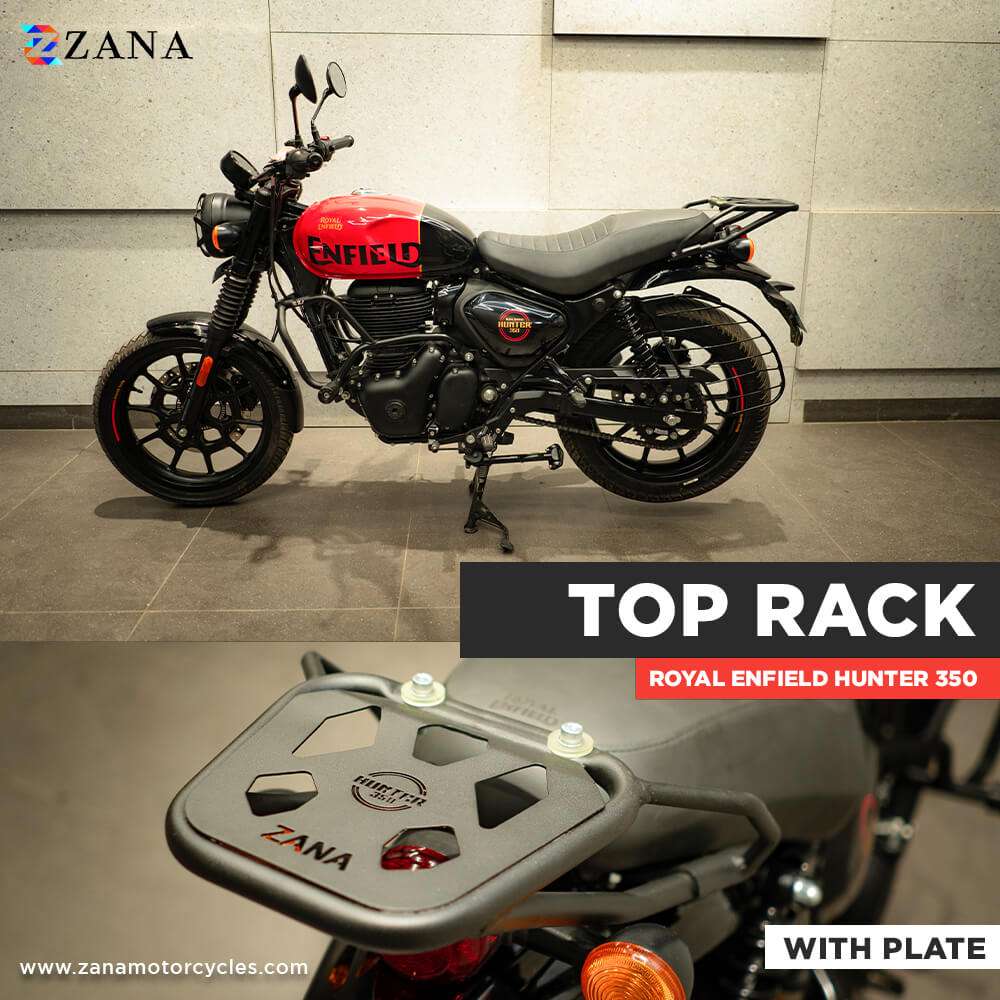 Top Rack With Plate W-1 Compatible With Pillion Backrest For Royal Enfield Hunter 350 - ZI-8268 - Riders Junction