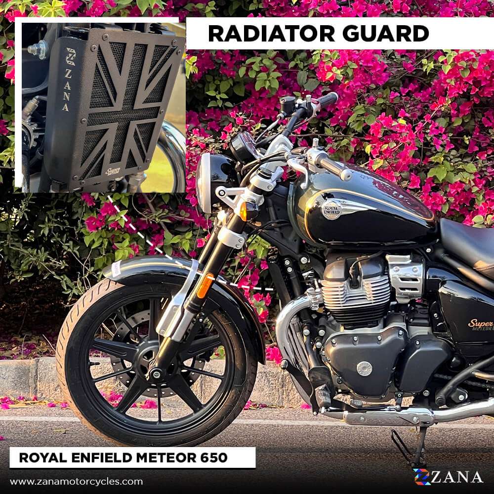 New UK Flag Radiator Guard For Royal Enfield Super Meteor 650 (Black) ZI-8285 - Riders Junction