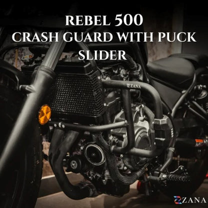 Zana Crash Guard With Puck Slider Black For Honda Rebel 500 (Coming Soon Pre-Booking Open Now) - ZI-8624